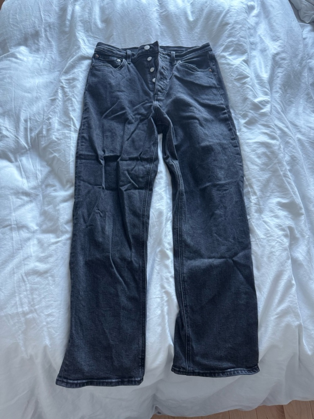 Denim Forum Black Straight Leg Jeans 28x28